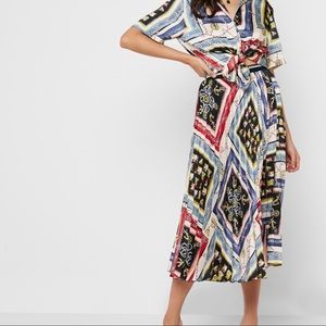 MANGO Printed Pleated Skirt in XS